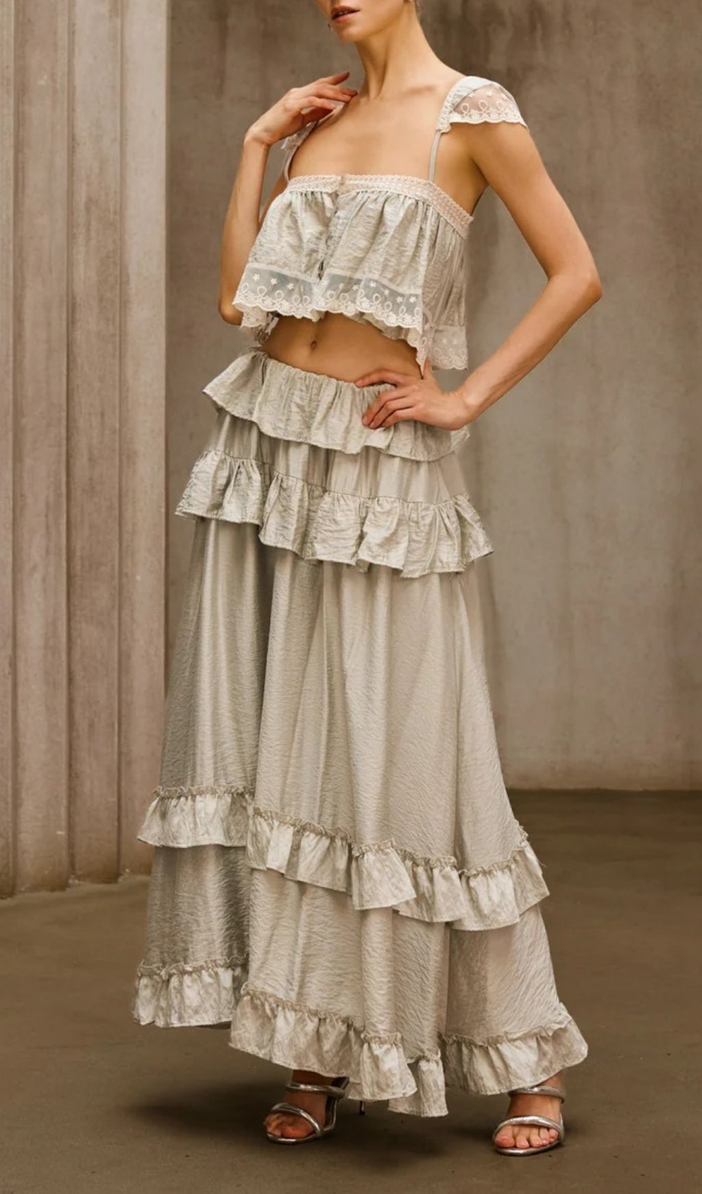 Relythic Ruffle Lace Skirt Set Flowering Girl