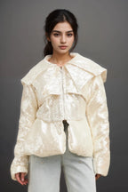 Joslyn White Sequined Down Coat Flowering Girl