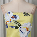 Jeneth Yellow Strapless Flower Maxi Dress Flowering Girl