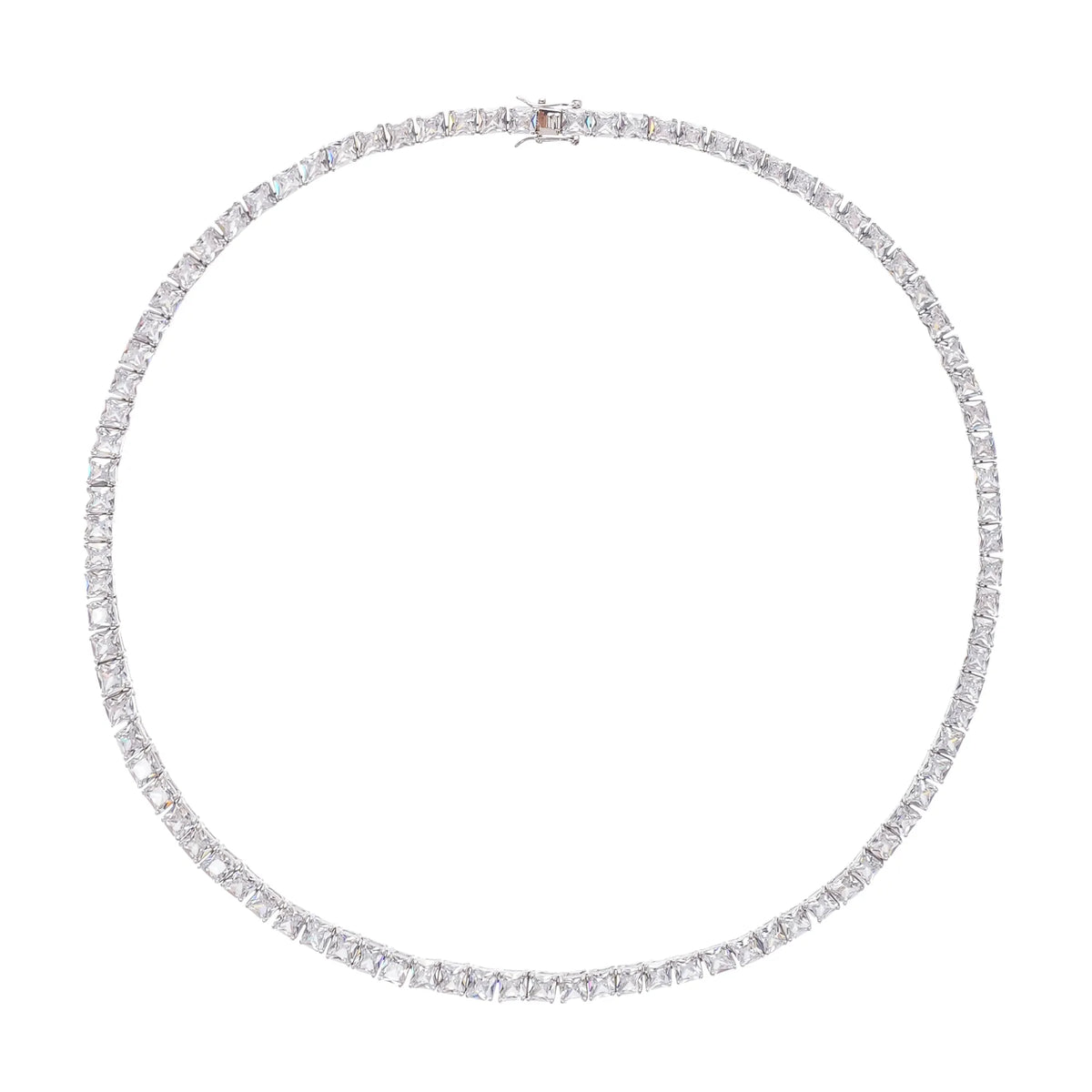Avril Silver Tone Square Cut Crystal Embellished Necklace Flowering Girl