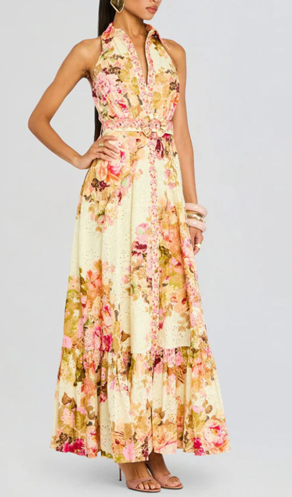 Derval Printed Halter Maxi Dress Flowering Girl