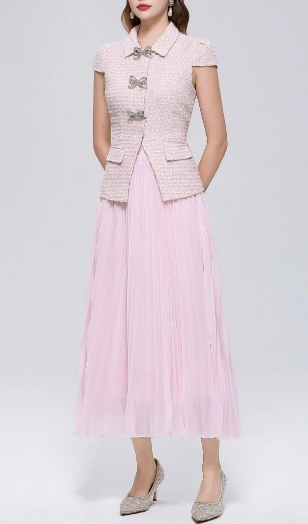 Larya Pink Bow Two-Piece Set Flowering Girl