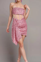 Sequin Mesh Ruched Mini Dress Flowering Girl
