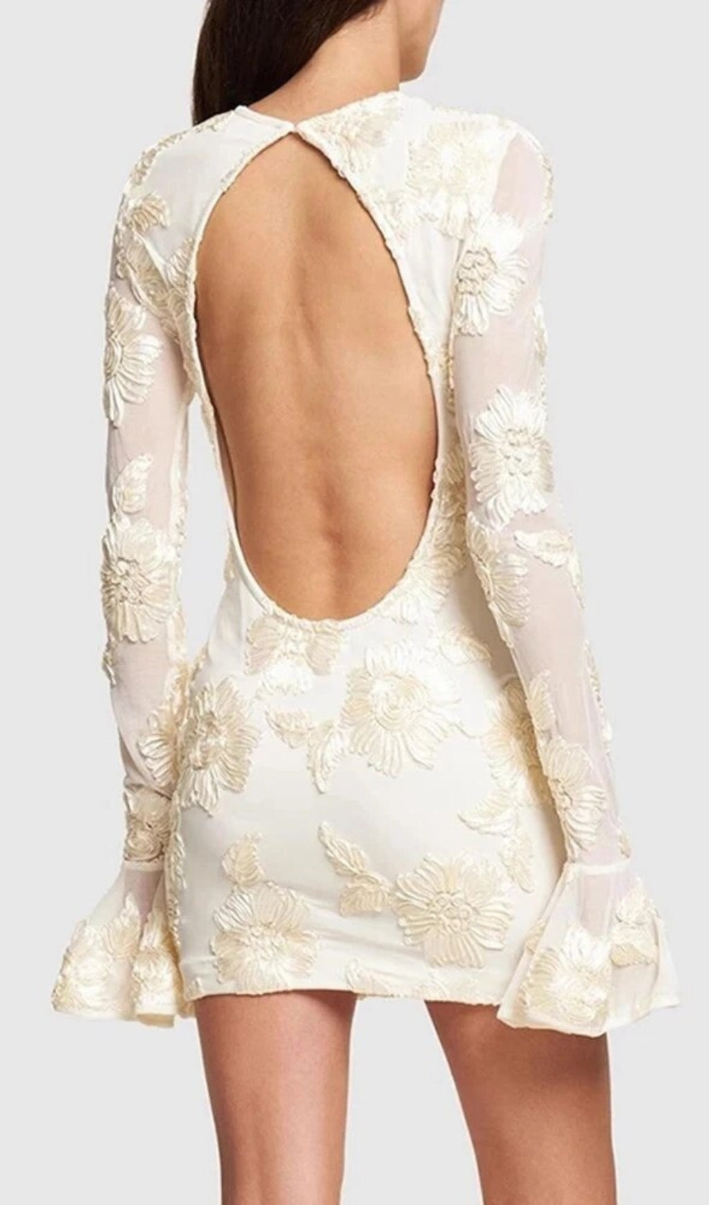 Arisa 3D Mesh Flower Mini Dress