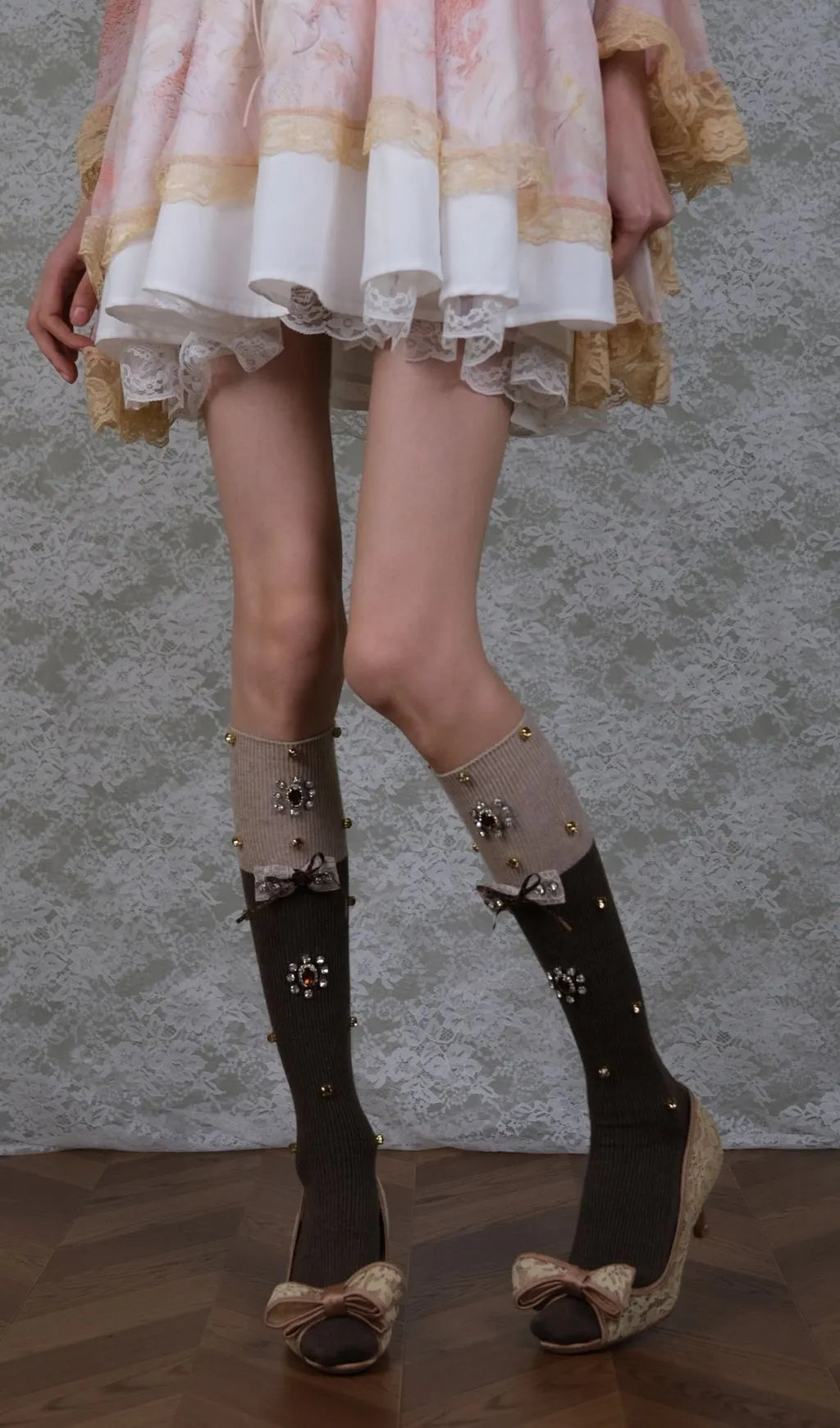 Diamante Embellished Bow Stockings Flowering Girl