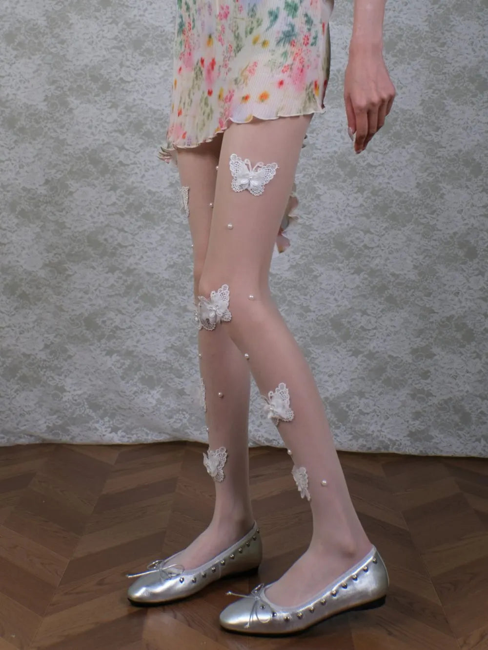 Martie White Butterfly Tights Flowering Girl