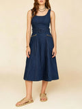 Meg Sleeveless Denim Midi Dress Flowering Girl