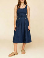 Meg Sleeveless Denim Midi Dress Flowering Girl