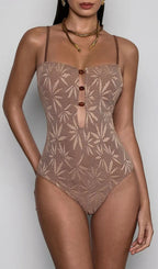 Boryxen Spaghetti Cutout One Piece Swimsuit Flowering Girl