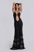 Norah Printed Maxi Dress - Black Flowering Girl
