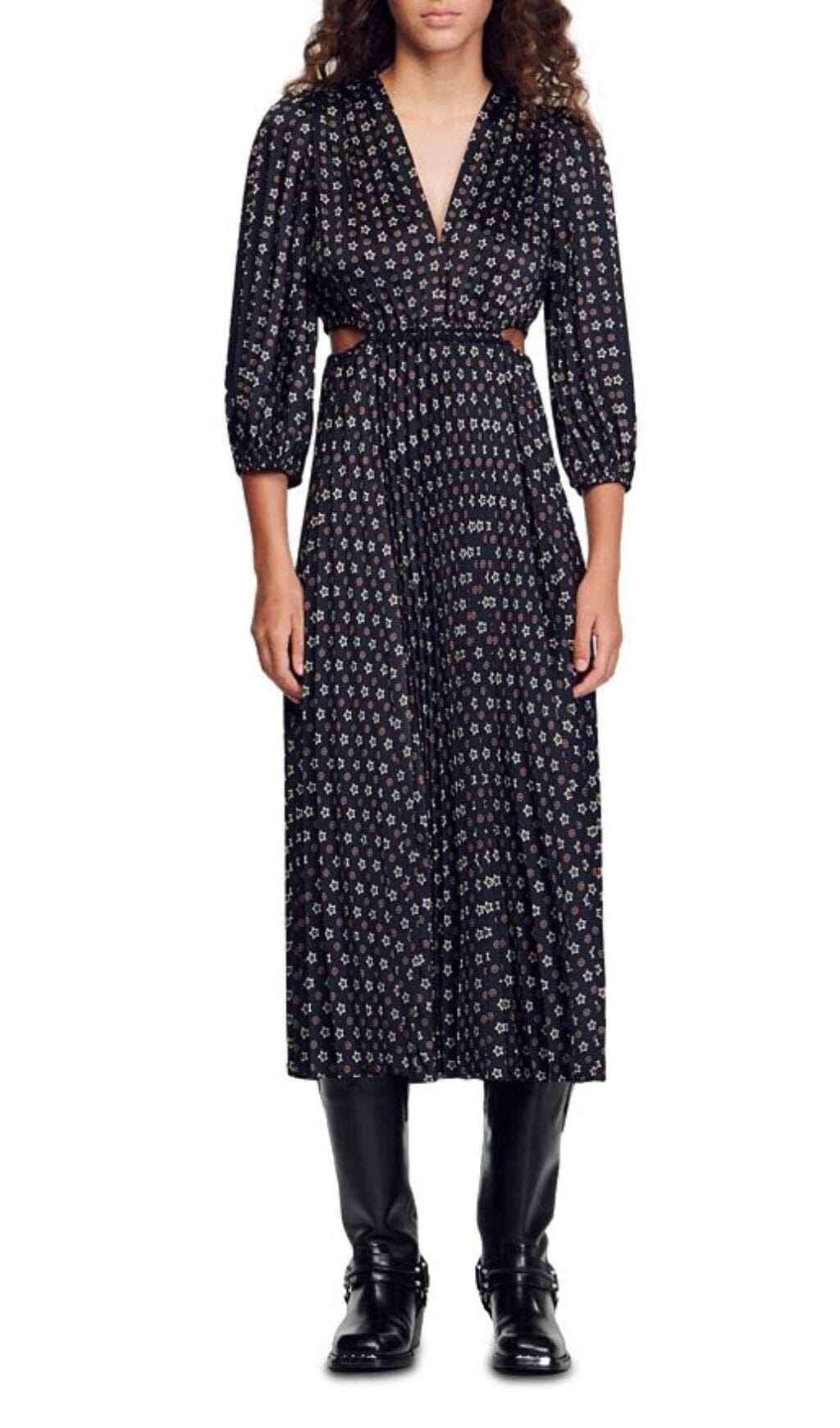 AGLAE PRINTED CUTOUT PLEATED DRESS Flowering Girl