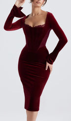 Wine Velvet Corset Dress Flowering Girl