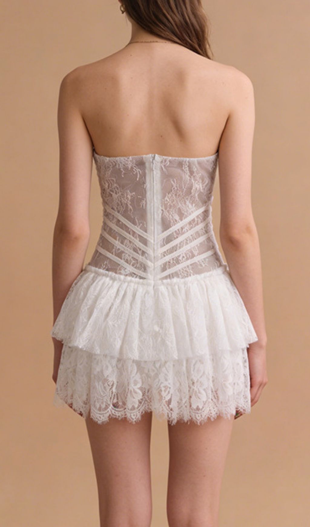 Keona Strapless Lace Mini Dress Flowering Girl