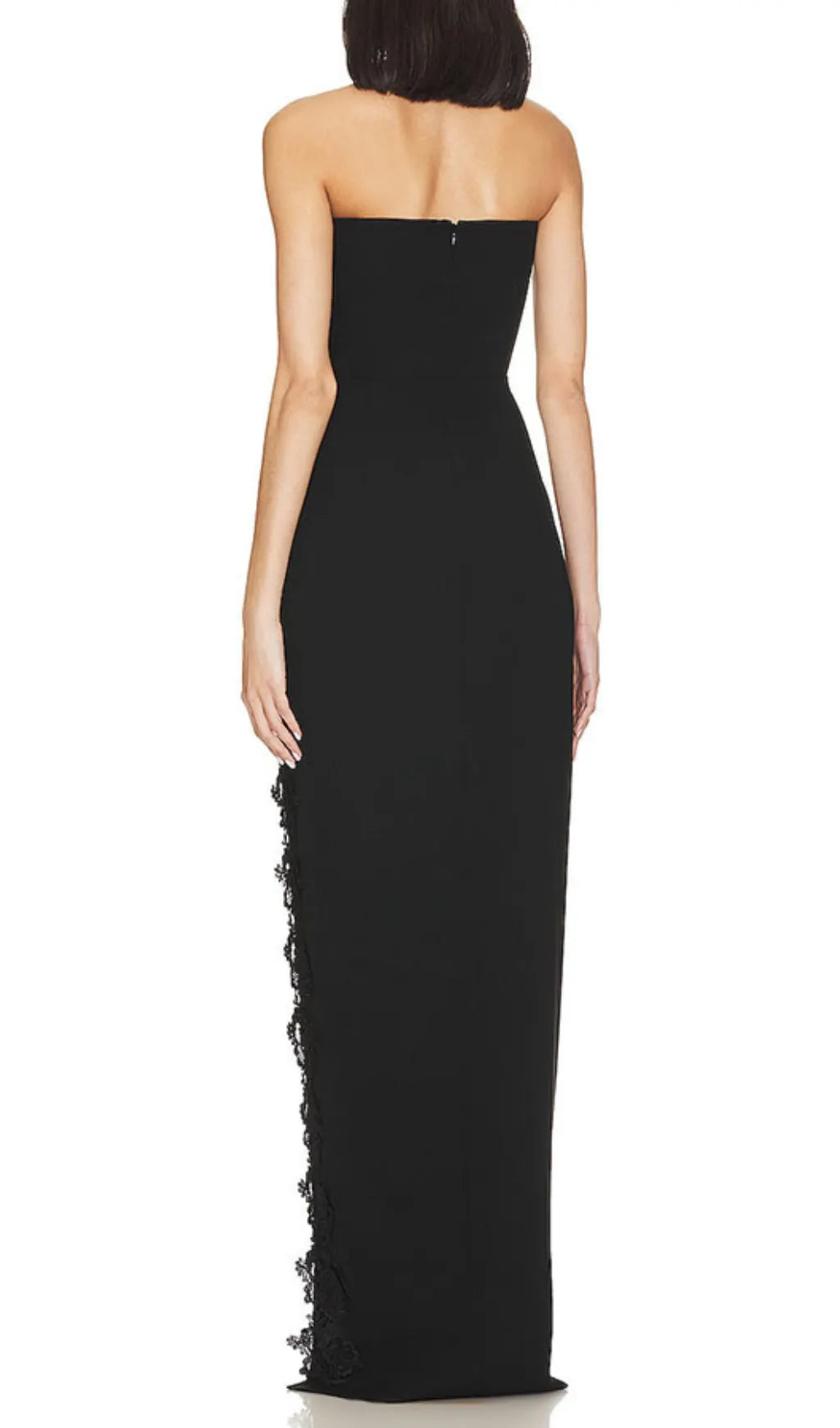 Alfonsine Black High Split Strapless Gown Flowering Girl