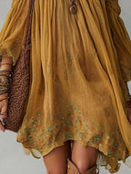 Yellow Chiffon Floral Off Shoulder Mini Dress Flowering Girl