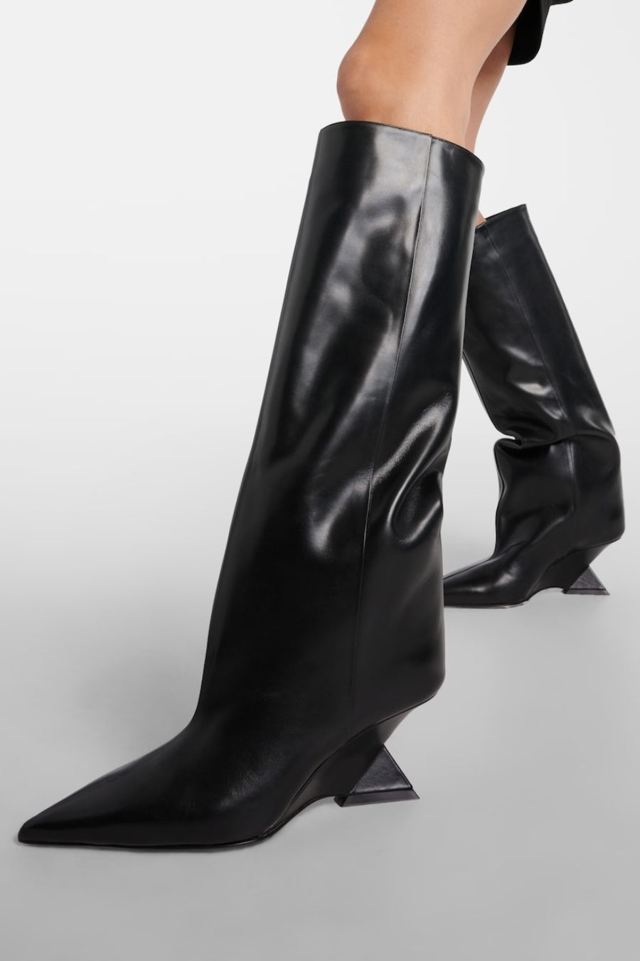Astrid Heterotypic Knee-high Boots - Black Flowering Girl