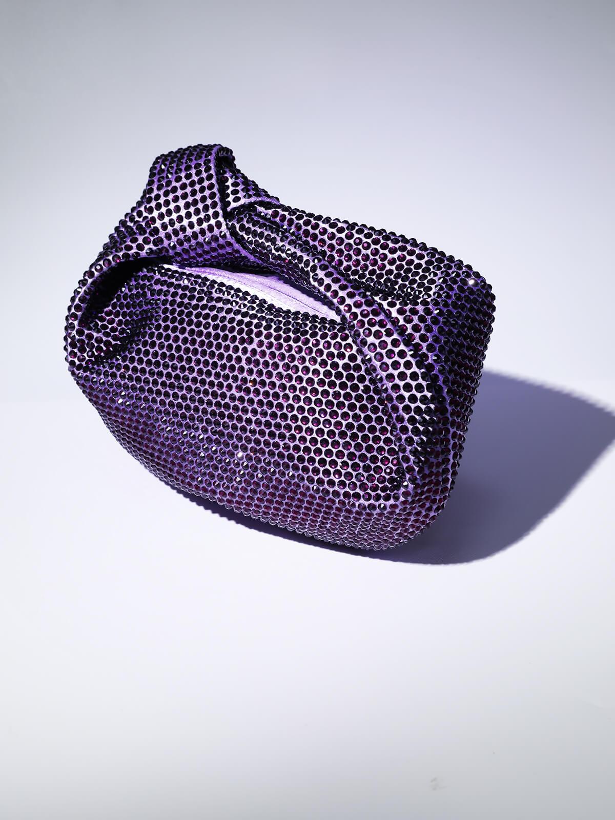 Embellished Tote Bag In Purple Flowering Girl