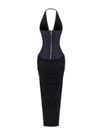 Marti Black Halter Maxi Dress Flowering Girl