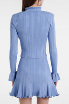 Polly Blue Beaded Knit Blouse & Skirt Set Flowering Girl