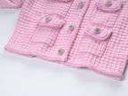 Arwen Pink Sequin Textured Knit Suit Flowering Girl