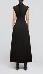 A Line Maxi Dress Black Flowering Girl