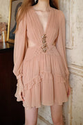 Jessica Champagne Pink Chiffon Rhinestone Embellished Mini Dress Flowering Girl