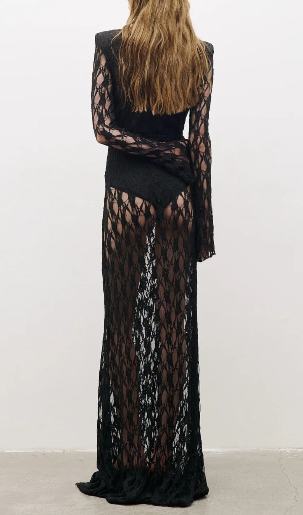 Jemma Black Long Sleeve Lace Maxi Dress Flowering Girl