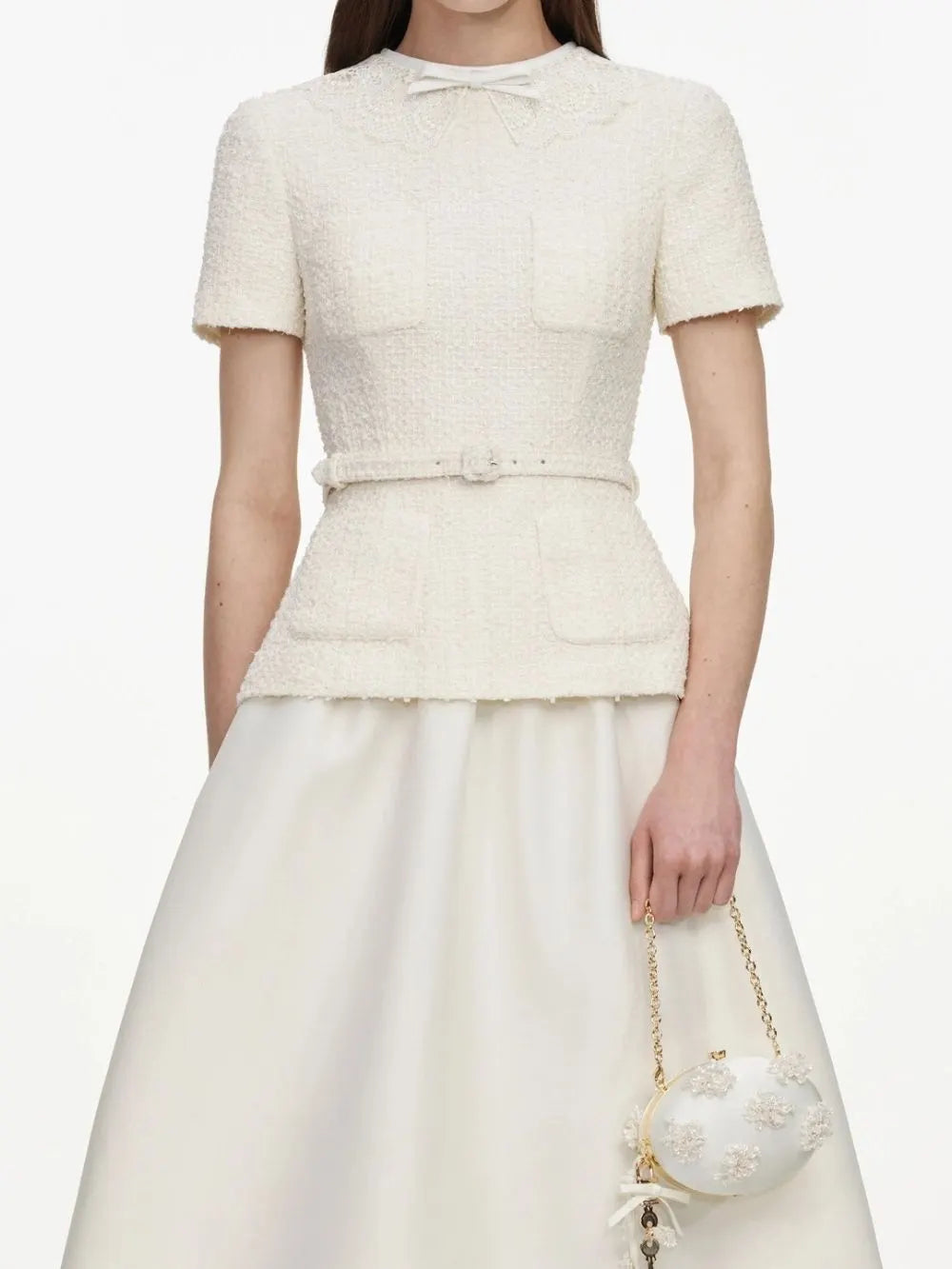 Mallison White Short Sleeve Midi Dress Flowering Girl