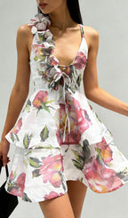 Jadey Floral Printed Mini Dress Flowering Girl