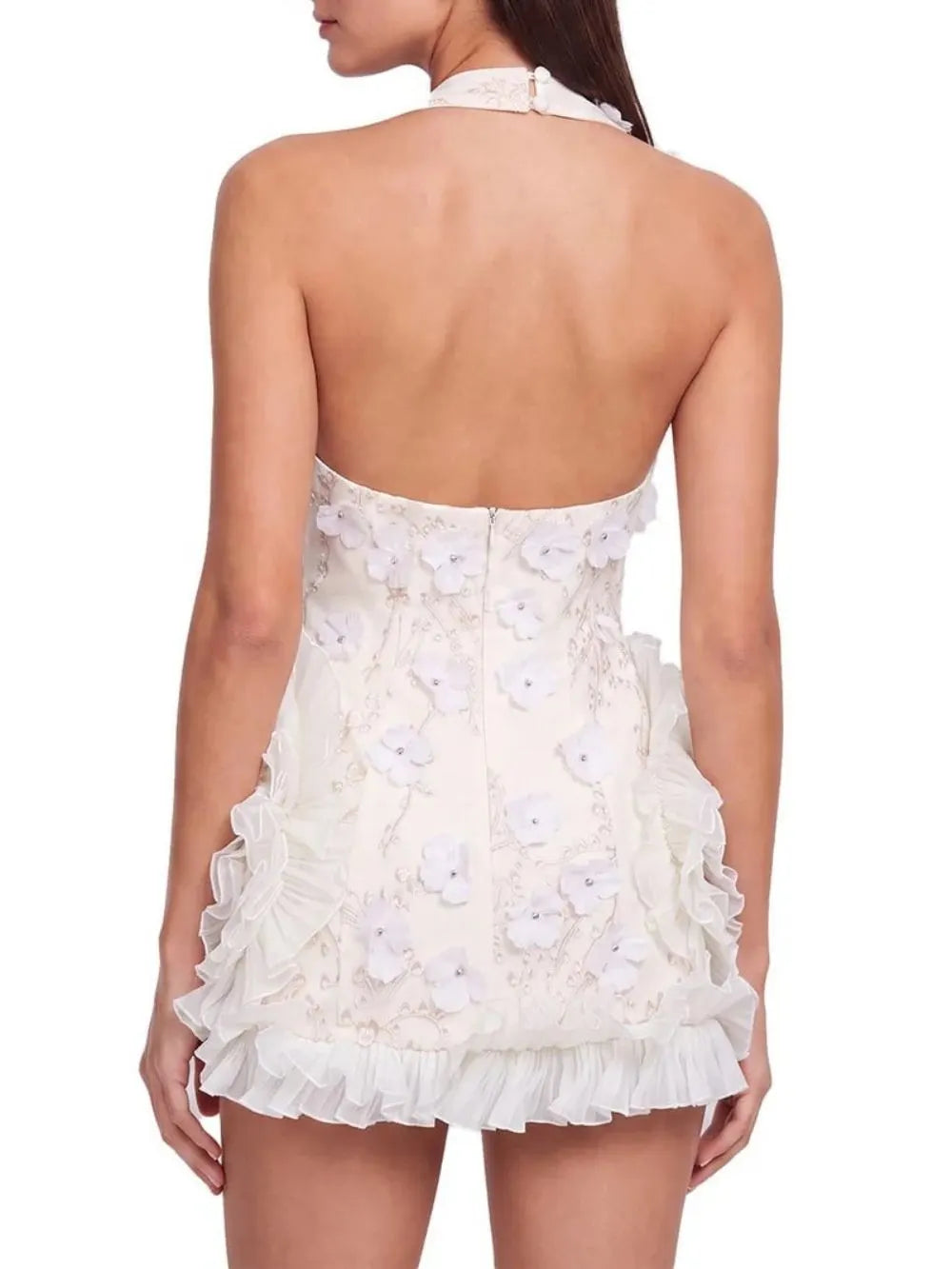 Ulvona V Neck Flower Mini Dress Flowering Girl