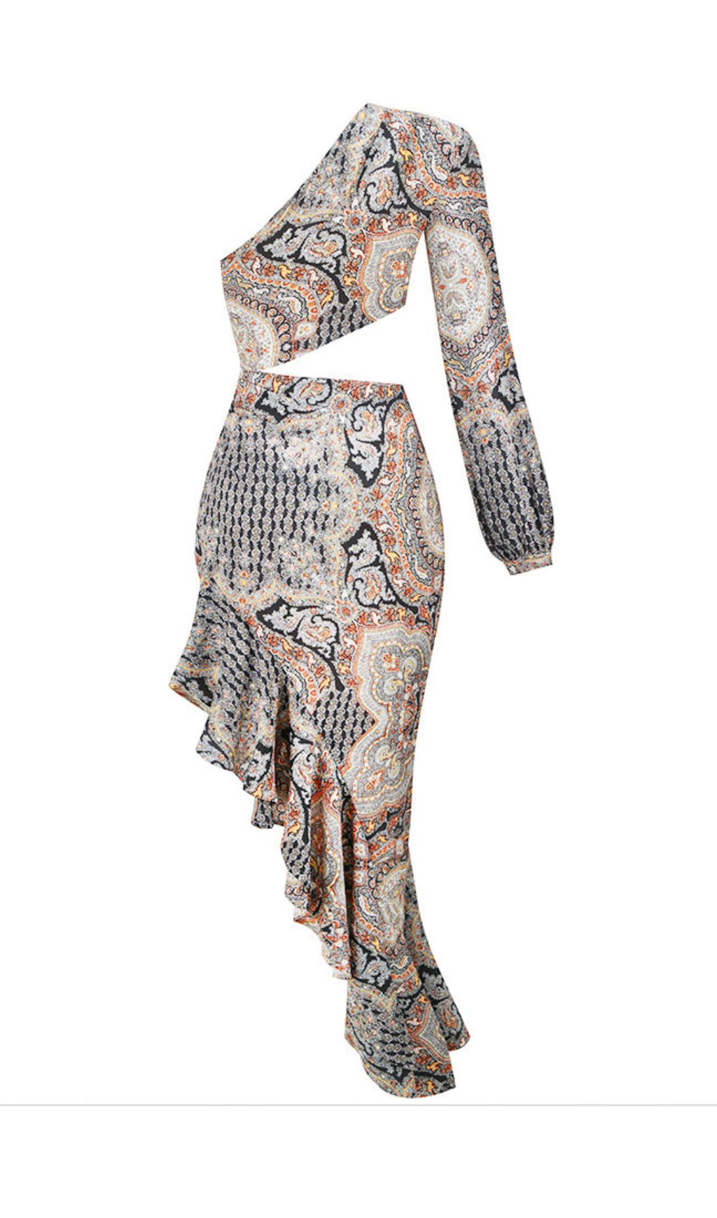 Javen Printed One-Shoulder Maxi Dress Flowering Girl
