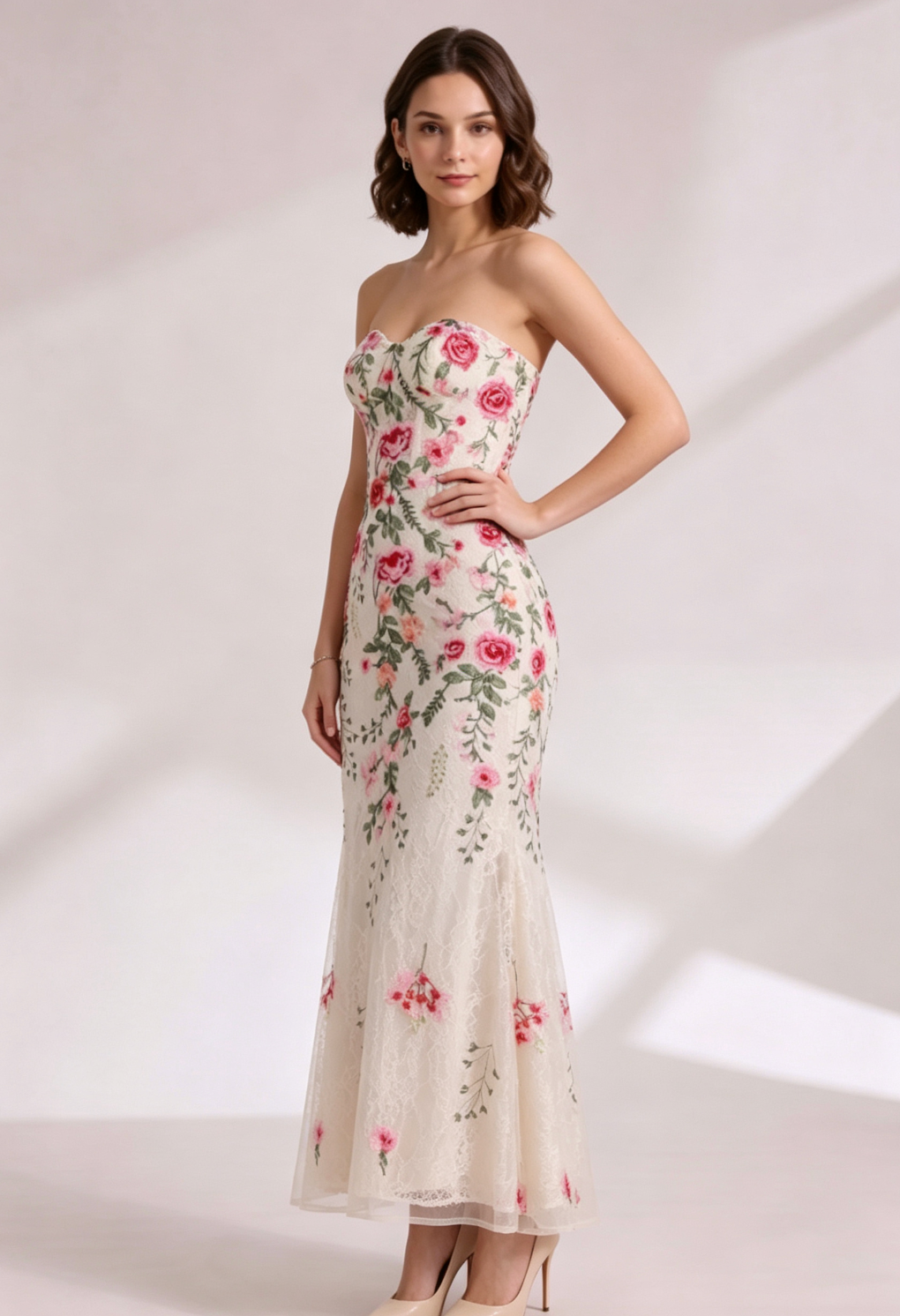 Cream Lace Mermaid Dress Flowering Girl