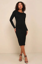 Va Va Voom Black Backless Midi Dress Flowering Girl