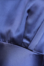 Blue Satin Sleeveless Mock Neck Maxi Dress Flowering Girl