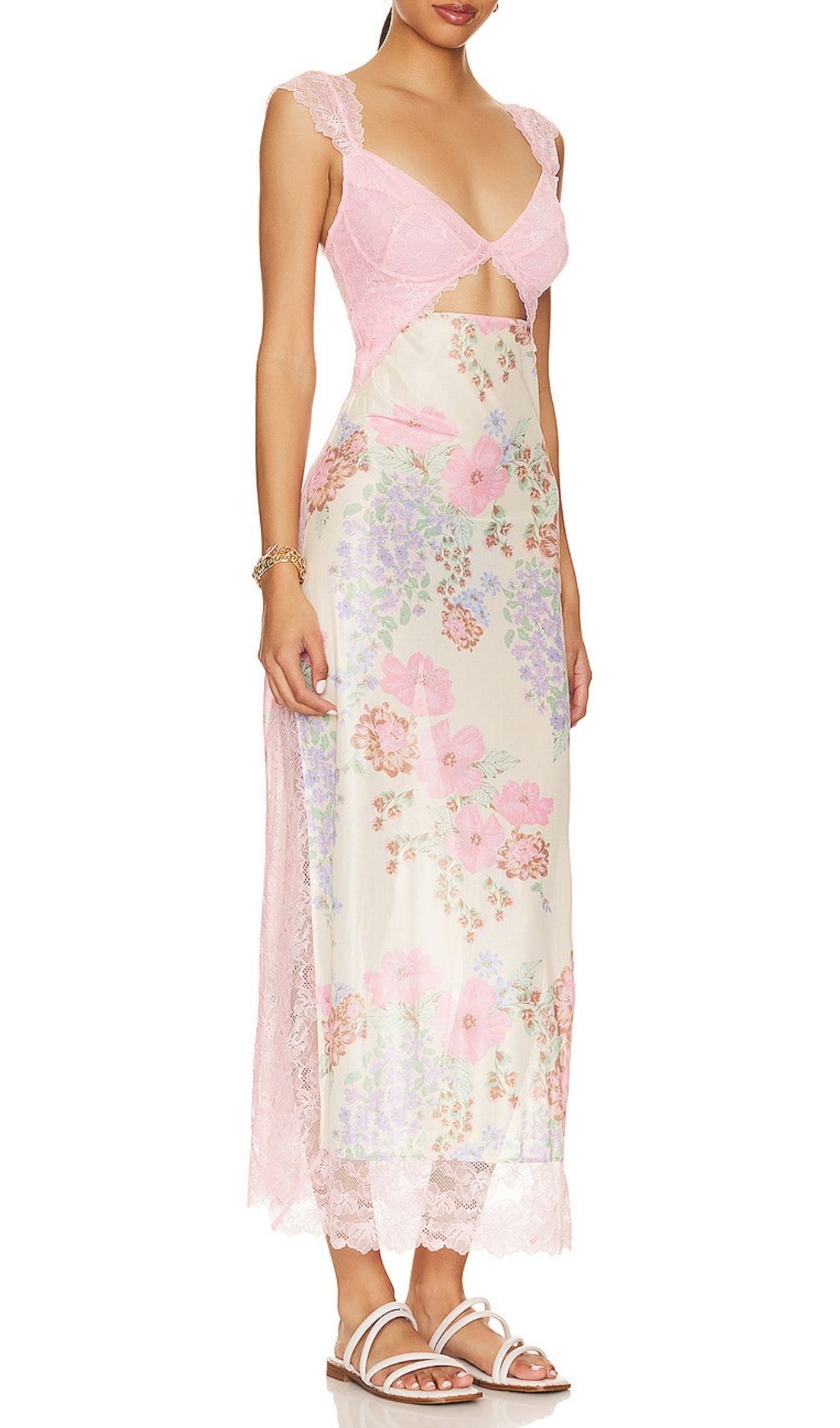 Ladee Lace Floral Midi Dress Flowering Girl