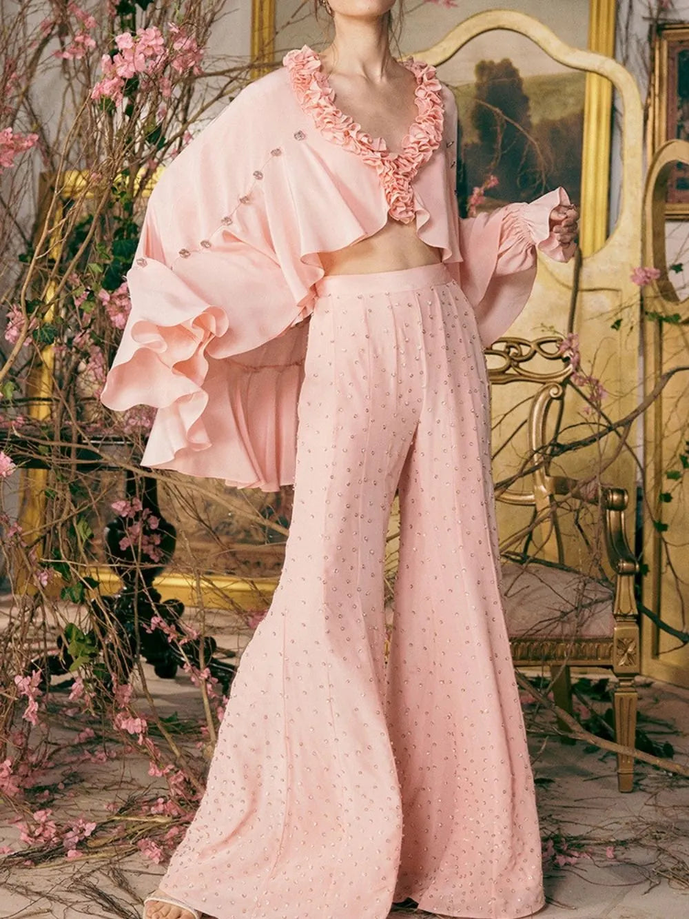 Malaya Embellished Two-Piece Set Flowering Girl