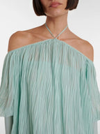 Manon Mint Long Sleeve Pleated Mini Dress Flowering Girl