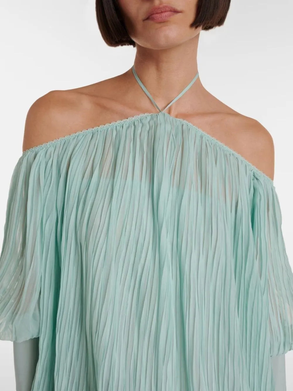 Manon Mint Long Sleeve Pleated Mini Dress Flowering Girl