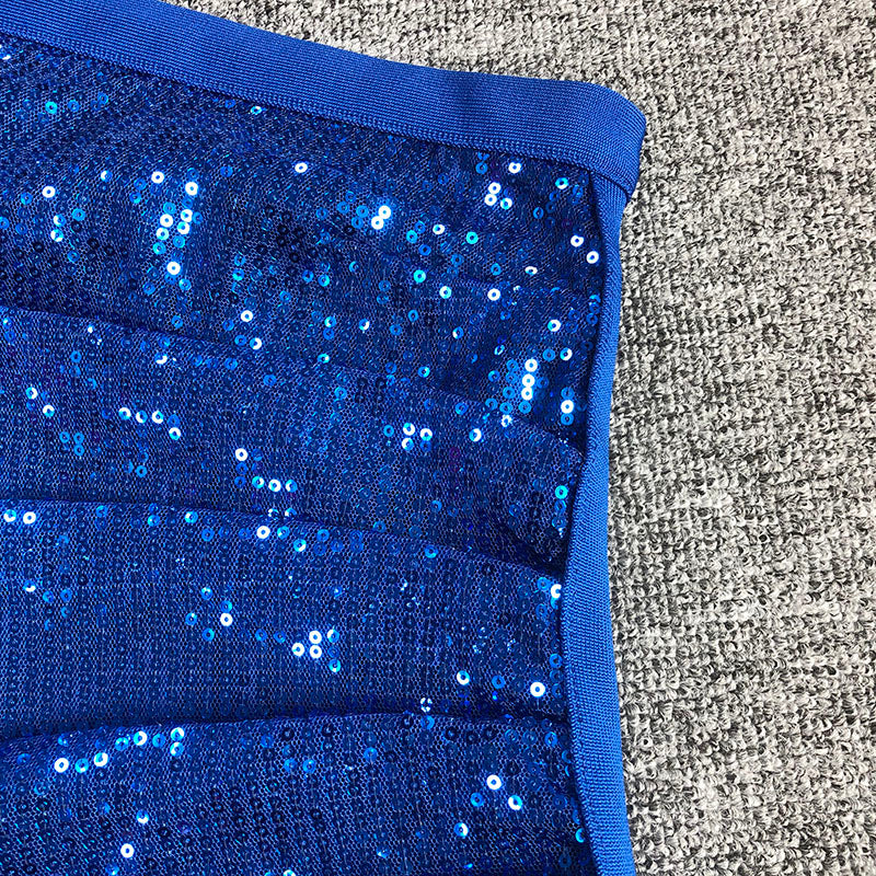 Blue Sequin One Shoulder Bodycon Dress Flowering Girl