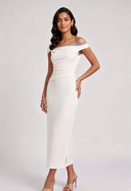 Off-White Crepe Sheath Dress Flowering Girl