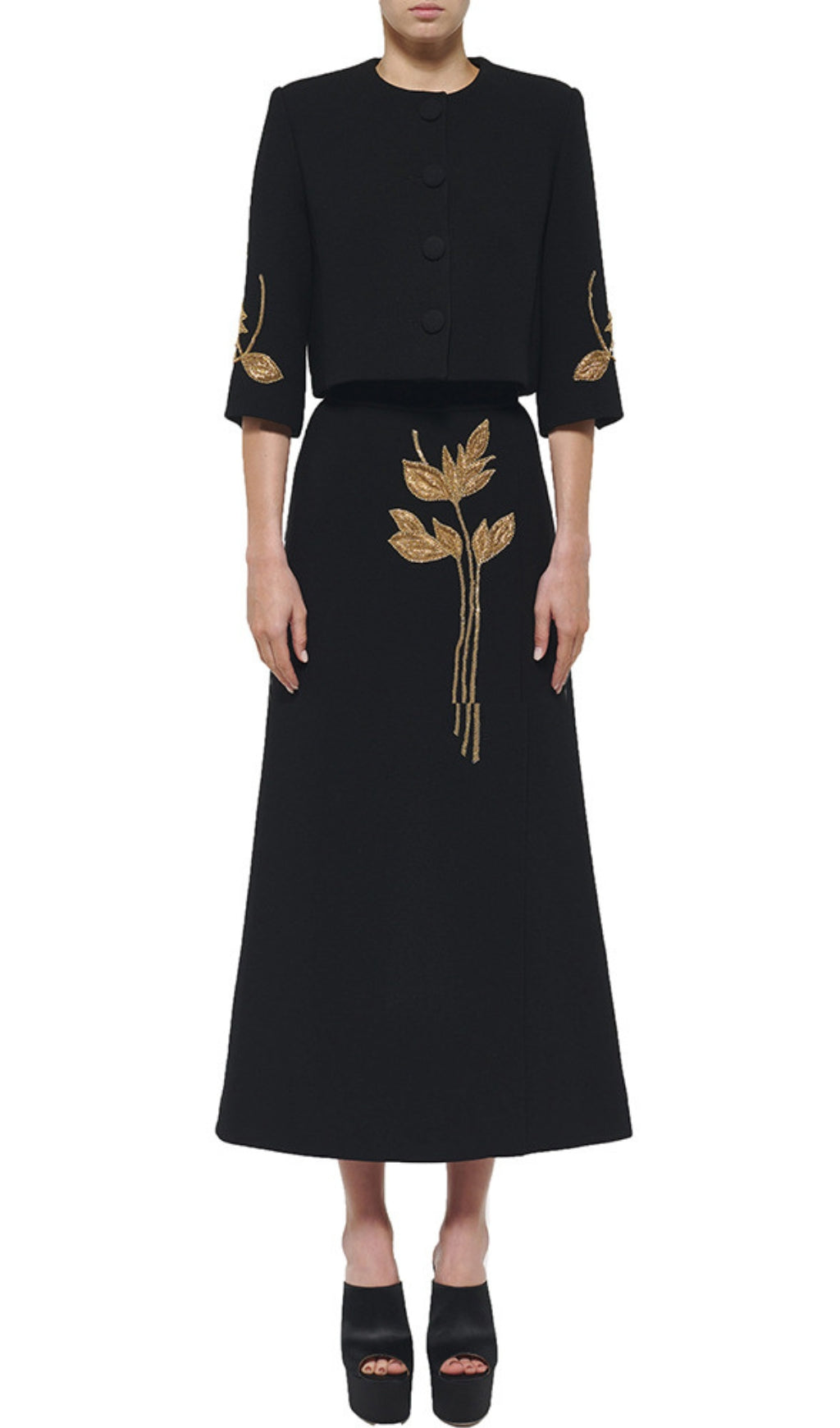 Benedita Black Flower Bead Two-Piece Suit Flowering Girl
