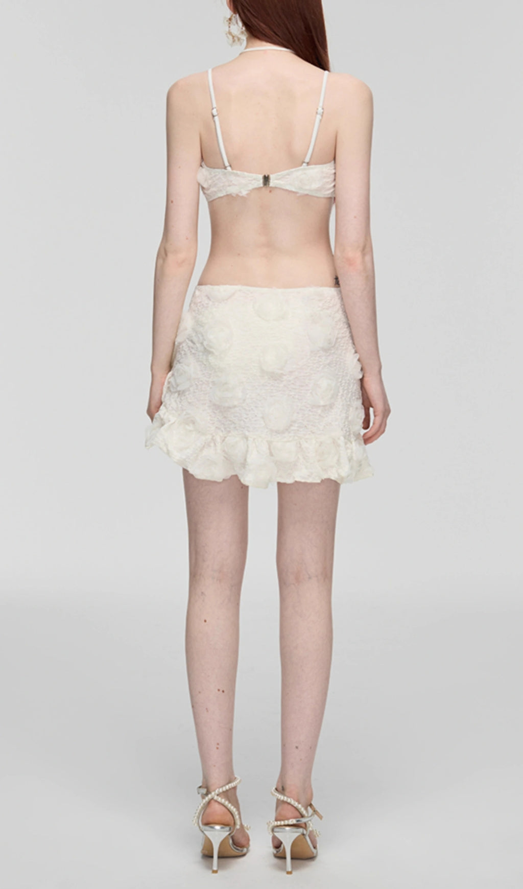 Daw White Flower Three-Piece Swimsuit Flowering Girl