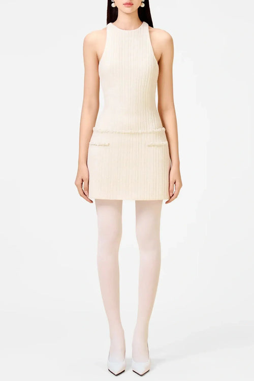 Abene Sleeveless Beaded Embellished Knit Mini Dress Flowering Girl