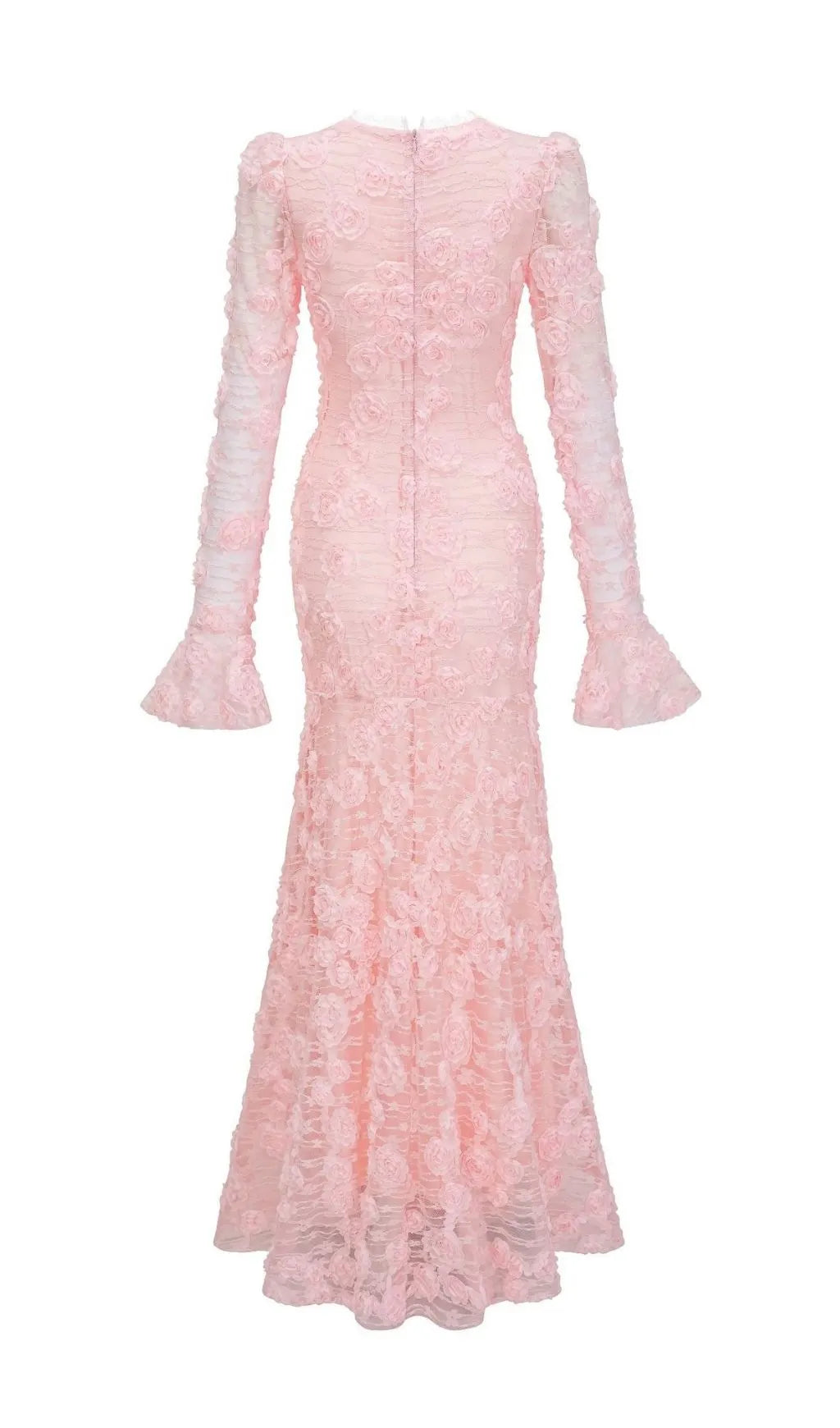 Tracy Pink 3D-Floral Embroidered Lace Maxi Dress Flowering Girl