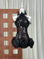 Mars Halter Flower Lace Mini Dress Flowering Girl