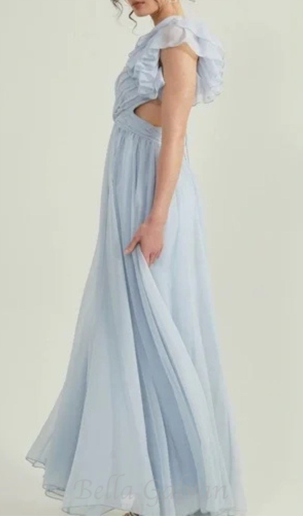 vanessa ruffle sleeves maxi dress in blue Flowering Girl