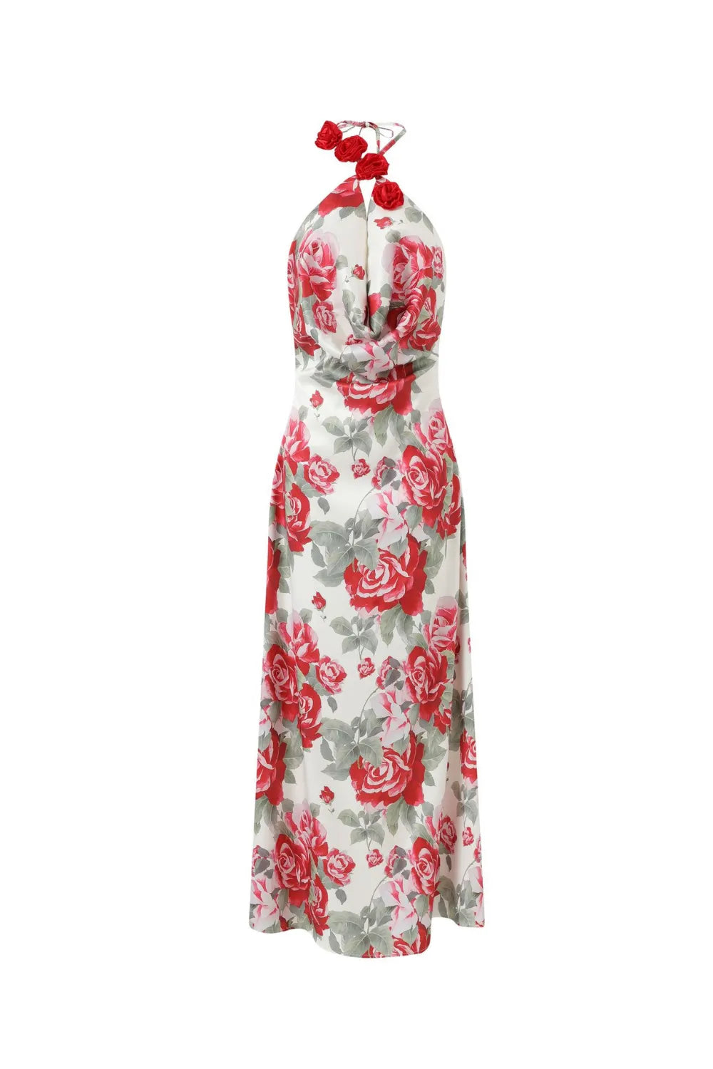 multicolor Floral halterneck high collar maxi dress Flowering Girl