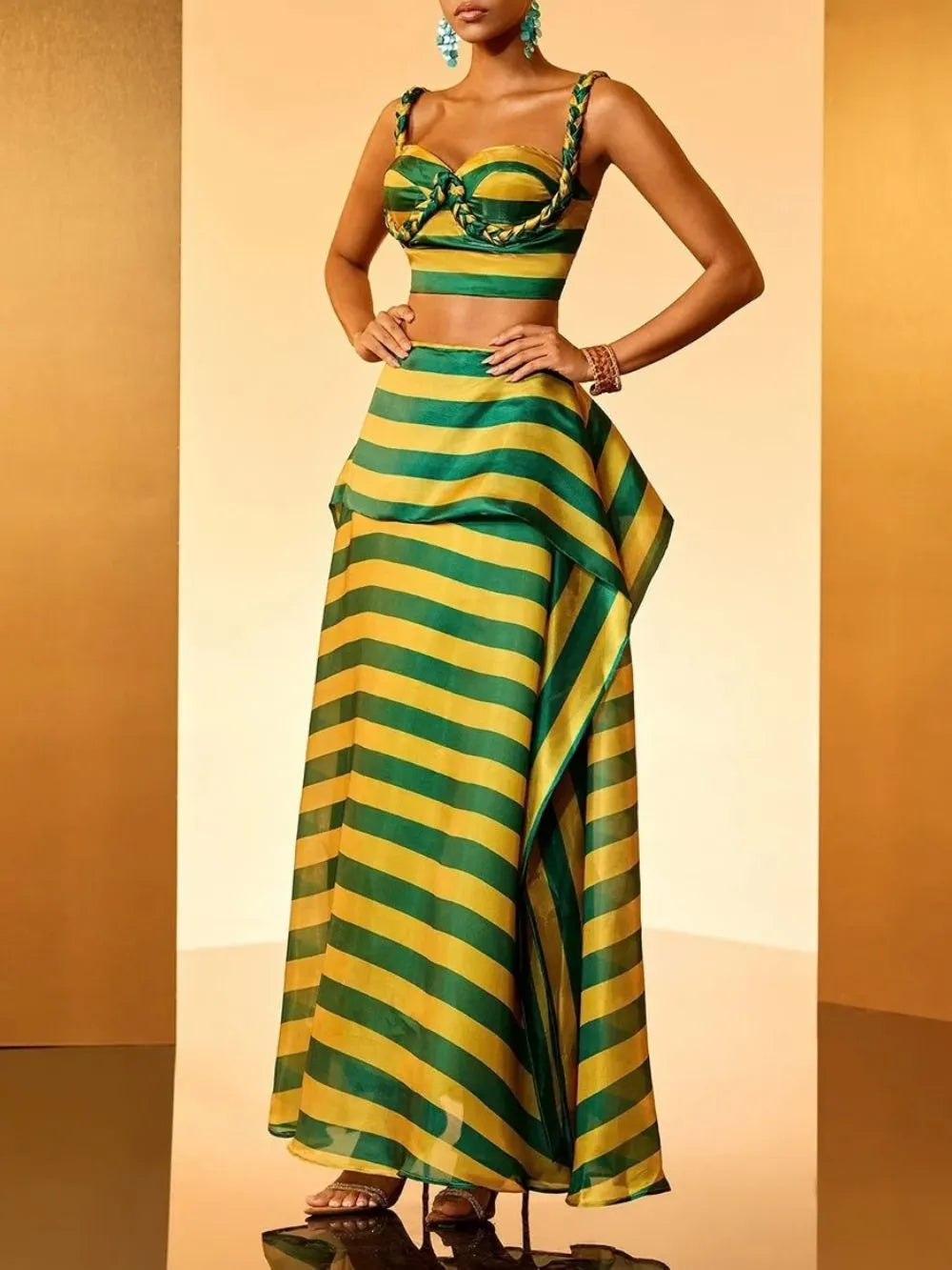 Haloke Weave Stripe Skirt Set Flowering Girl