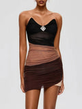 Fumiyo Spaghetti Crystal Mesh Mini Dress Flowering Girl