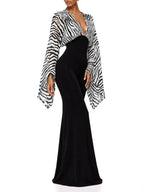 Zelmari V Neck Zebra Maxi Dress Flowering Girl